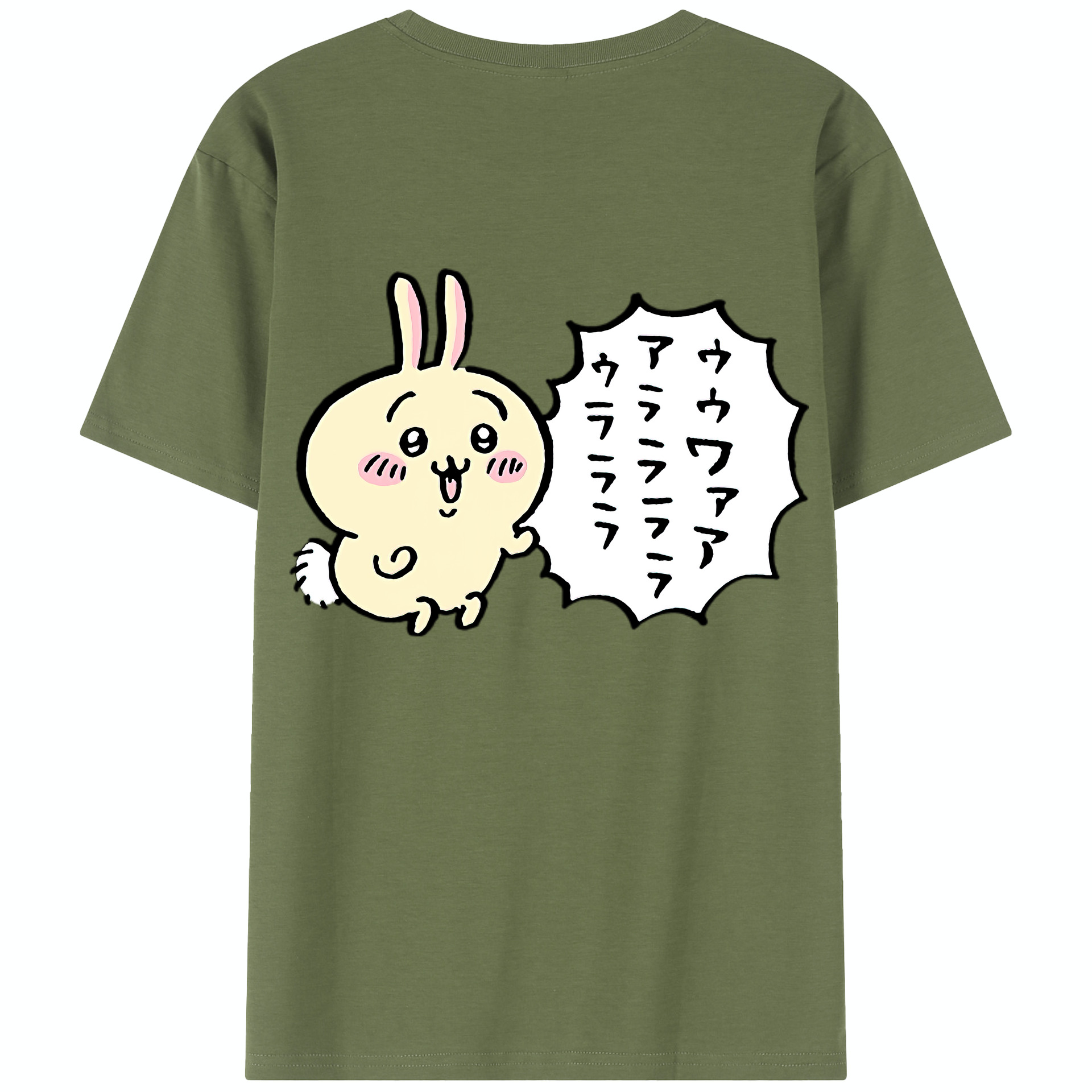 （画像用） ちいかわ うさぎ Chii-kawa usagi 綿100％半袖Tシャツ（背面プリント）
